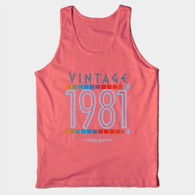 39th Birthday T-Shirt - Vintage 1981 Tank Top by Reshartinc